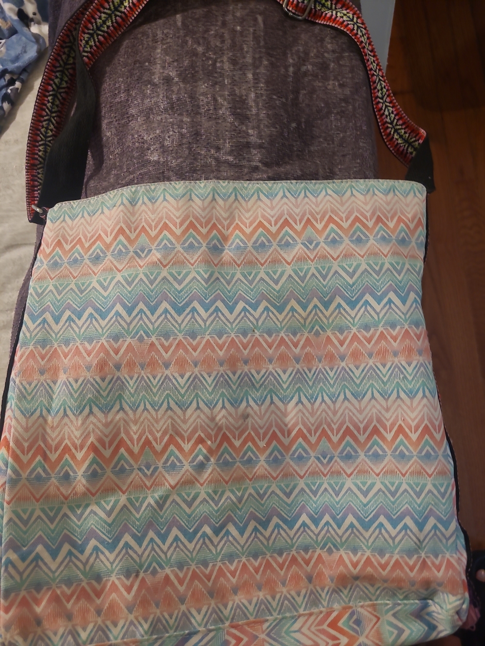 Aztec Print Crossbody Frilly Womens Bag Hobo Style